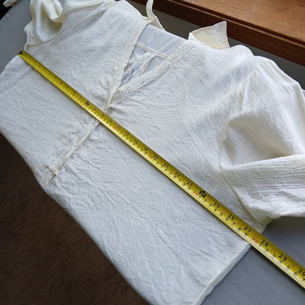 Hester & Orchard Ivory Lace Henley Tunic Blouse 1X lightweight back vent cottage - Picture 8 of 14